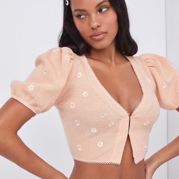 For Love And Lemons Sweaters - NWT For Love and Lemons Embroidered Buds Cardigan